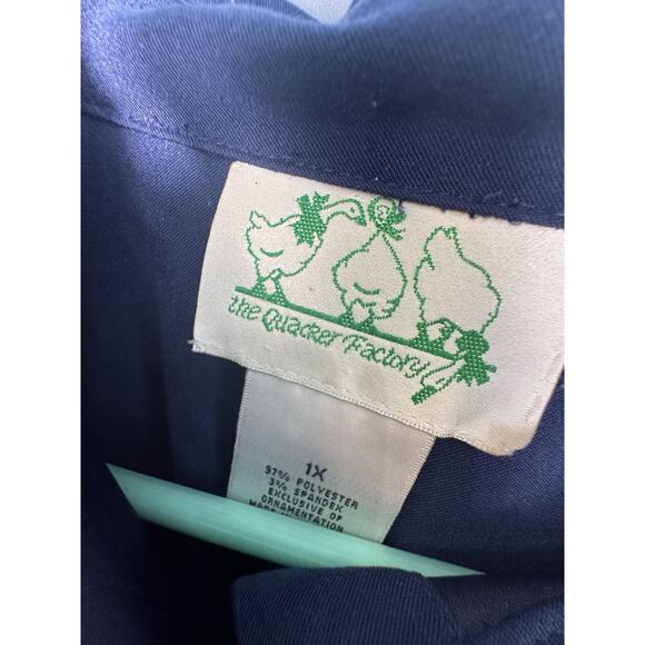 Quacker Factory Navy Blue Snowflake Shirt Women’s L – Holiday Button Front Top - Picture 2 of 3